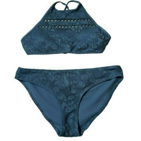 Aerie Swim Bikini Two Piece Set Bathing Suit Size Medium Blue - Picture 1 of 13